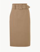 Marks & Spencer Belted Pencil Skirt Camel
