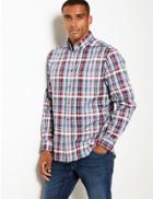 Marks & Spencer Pure Cotton Checked Relaxed Fit Shirt Red Mix