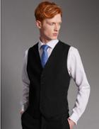 Marks & Spencer Black Tailored Fit Wool Waistcoat Black