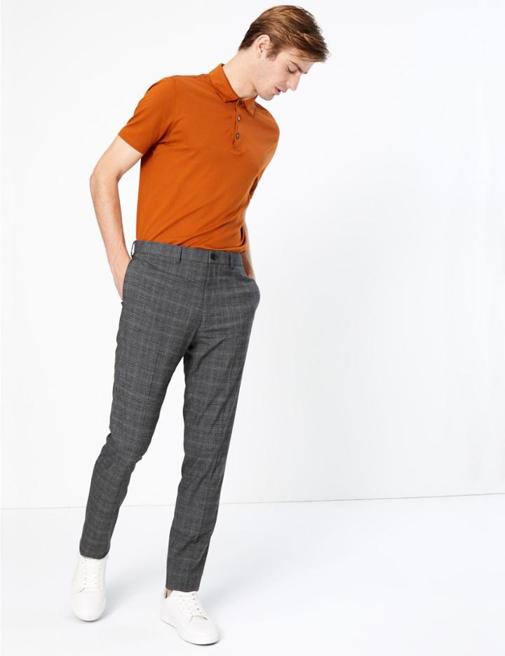Marks & Spencer Skinny Fit Checked Trousers