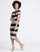 Marks & Spencer Floral Lace Shift Midi Dress Black Mix