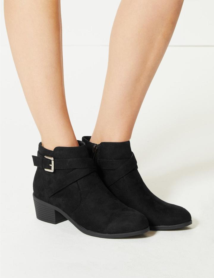 Marks & Spencer Side Buckle Ankle Boots Black