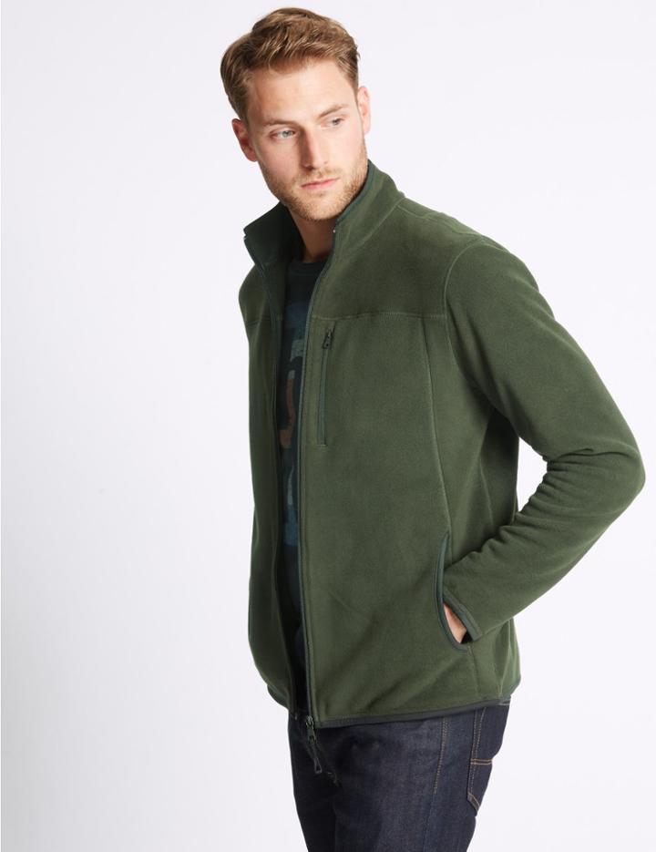 Marks & Spencer Zipped Through Fleece Top Khaki