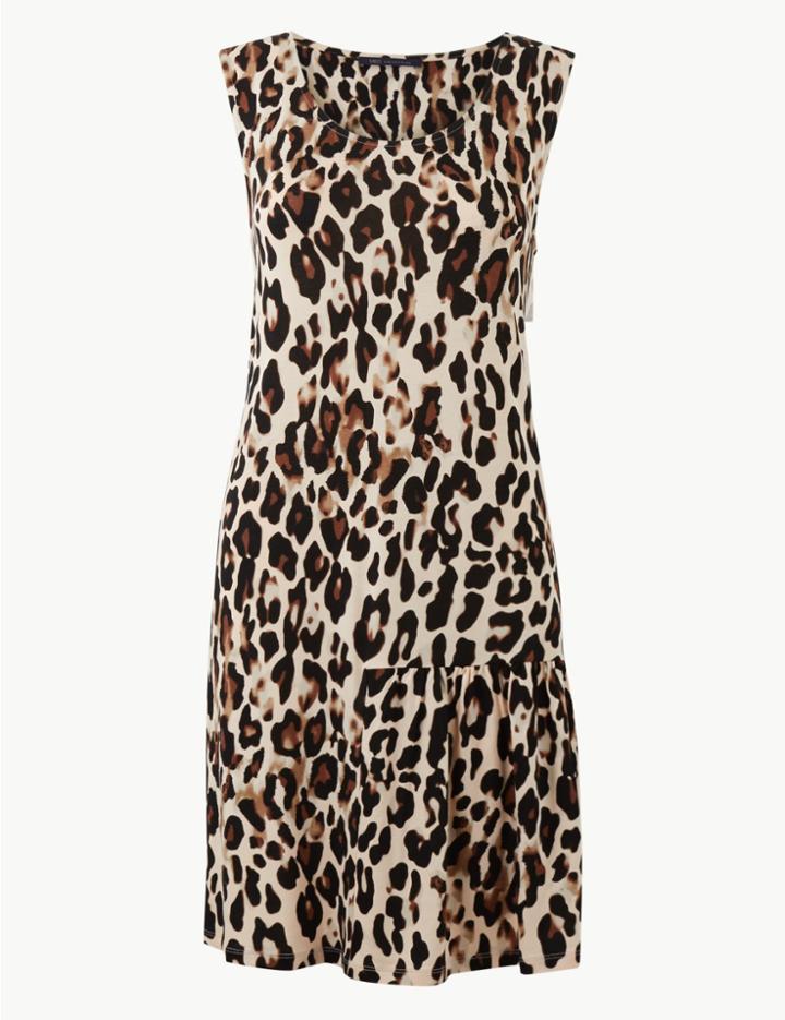 Marks & Spencer Animal Print Slip Beach Dress Cream Mix