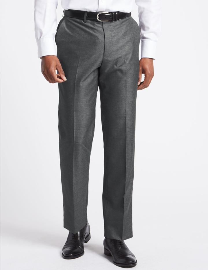 Marks & Spencer Grey Regular Fit Trousers Grey