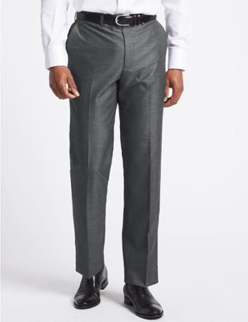 Marks & Spencer Grey Regular Fit Trousers Grey