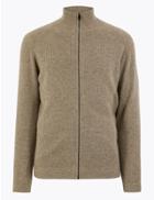 Marks & Spencer Pure Cashmere Zip Through Cardigan Stone