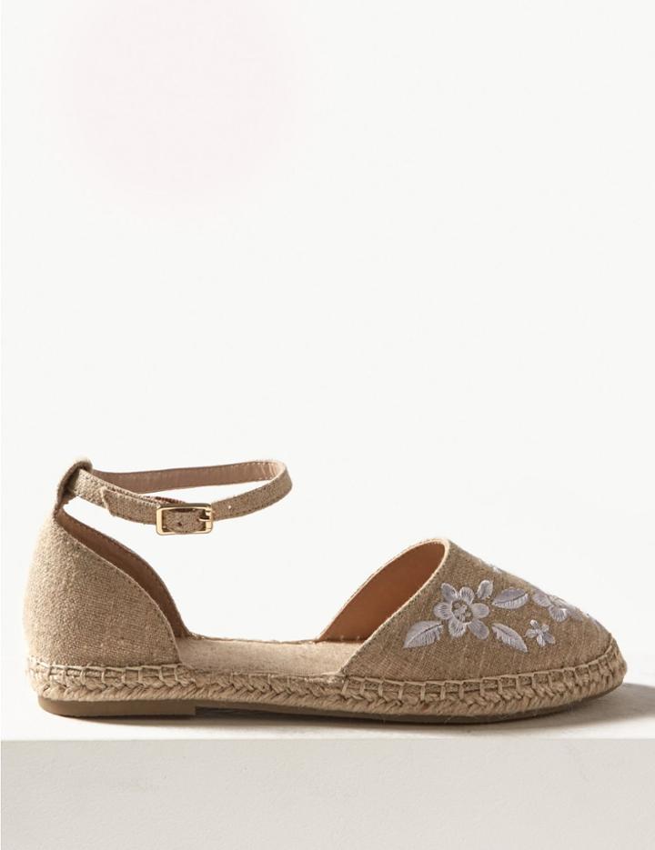 Marks & Spencer Embroidered Almond Toe Espadrilles Neutral