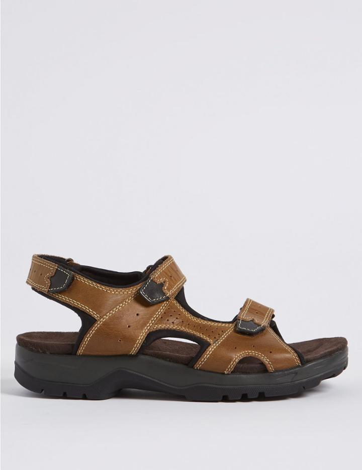 Marks & Spencer Leather Riptape Sandals Brown