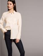 Marks & Spencer Pure Silk Long Sleeve Shirt Pale Yellow
