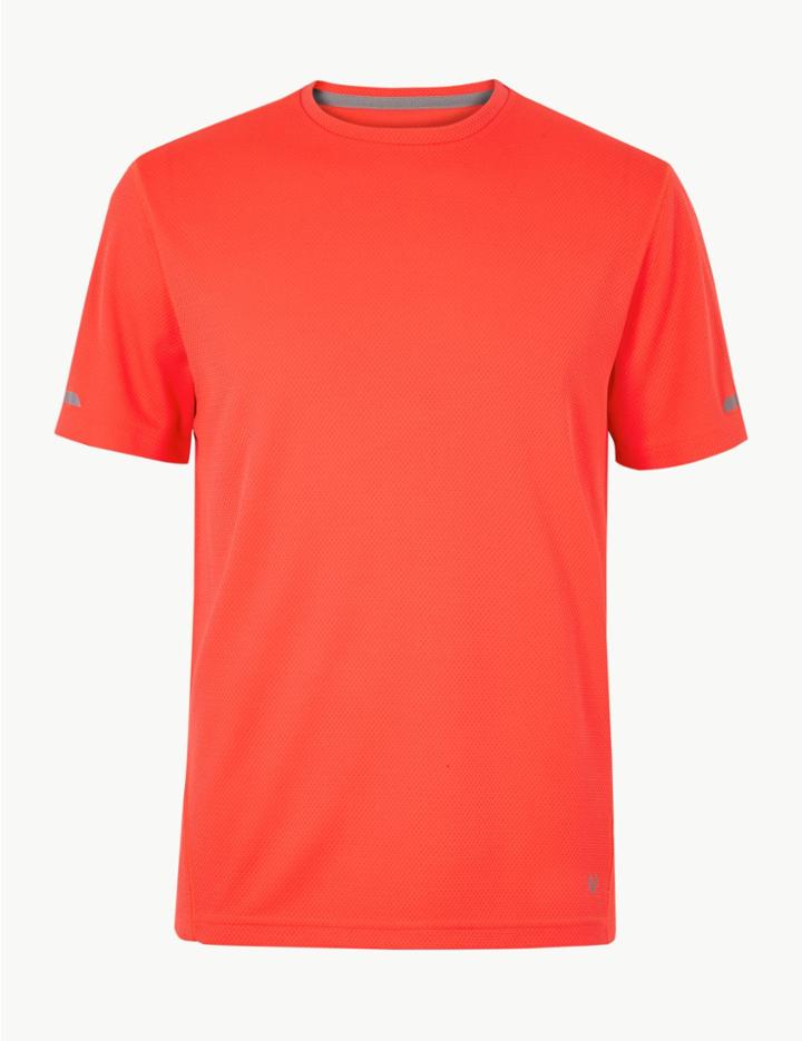 Marks & Spencer Active Textured Crew Neck T-shirt Bright Orange