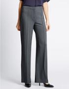 Marks & Spencer Striped Ponte Wide Leg Trousers Grey Mix