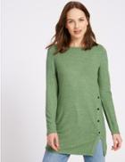 Marks & Spencer Longline Knitted Button Detail Tunic Green
