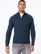 Marks & Spencer Textured Half Zip Funnel Neck Jumper With Cotton Dark Navy