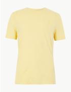 Marks & Spencer Slim Fit Pure Cotton Crew Neck T-shirt Dark Yellow