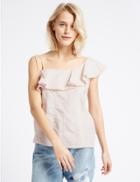 Marks & Spencer Pure Cotton One Shoulder Shell Top Peach