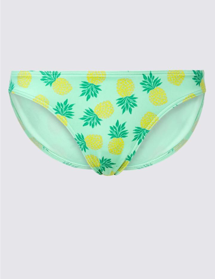 Marks & Spencer Pineapple Print Hipster Bikini Bottoms Aqua Mix