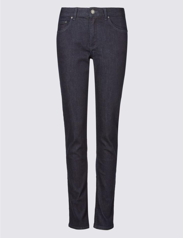Marks & Spencer Mid Rise Relaxed Slim Jeans Dark Indigo Mix
