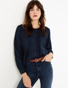 Marks & Spencer Pure Cotton Pintuck Pioneer Blouse Navy
