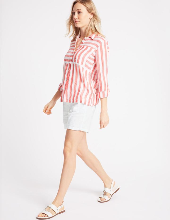 Marks & Spencer Linen Rich Casual Shorts Soft White