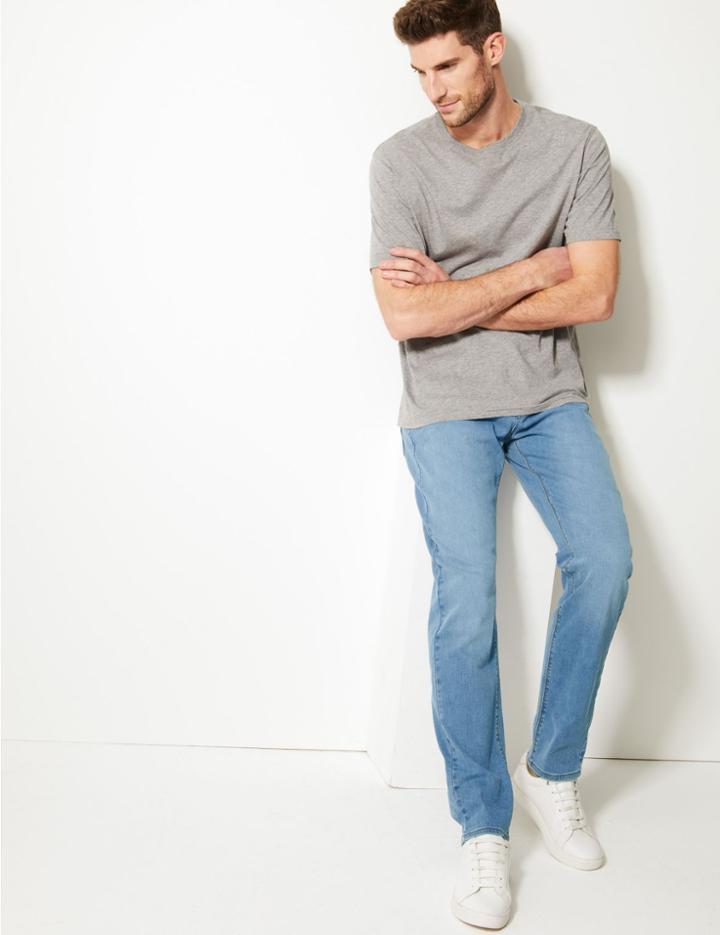 Marks & Spencer Tapered Fit Stretch Jeans Light Denim
