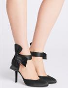Marks & Spencer Stiletto Bow Satin Two Part Court Shoes Black