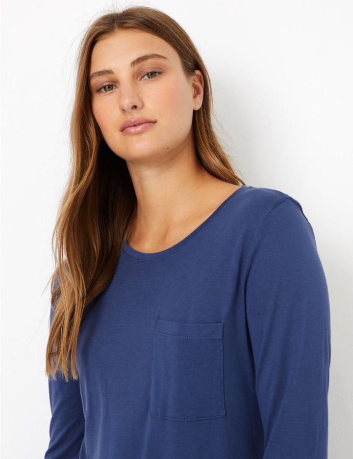 Marks & Spencer Relaxed Fit Longline Long Sleeve Top Indigo