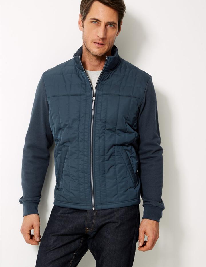 Marks & Spencer Pure Cotton Fleece Jacket Navy