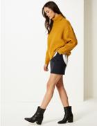 Marks & Spencer Wool Blend A-line Mini Skirt Navy