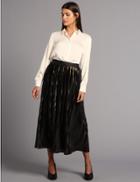 Marks & Spencer Metallic Texture Pleated A-line Midi Skirt Gold Mix