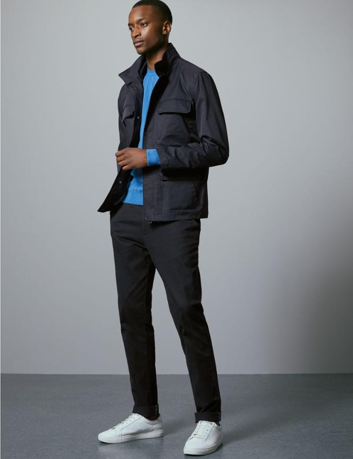 Marks & Spencer Cotton Rich Four Pocket Jacket Navy
