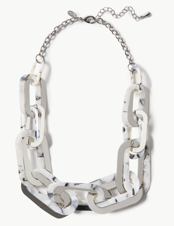 Marks & Spencer Speckled Double Link Necklace Silver Mix