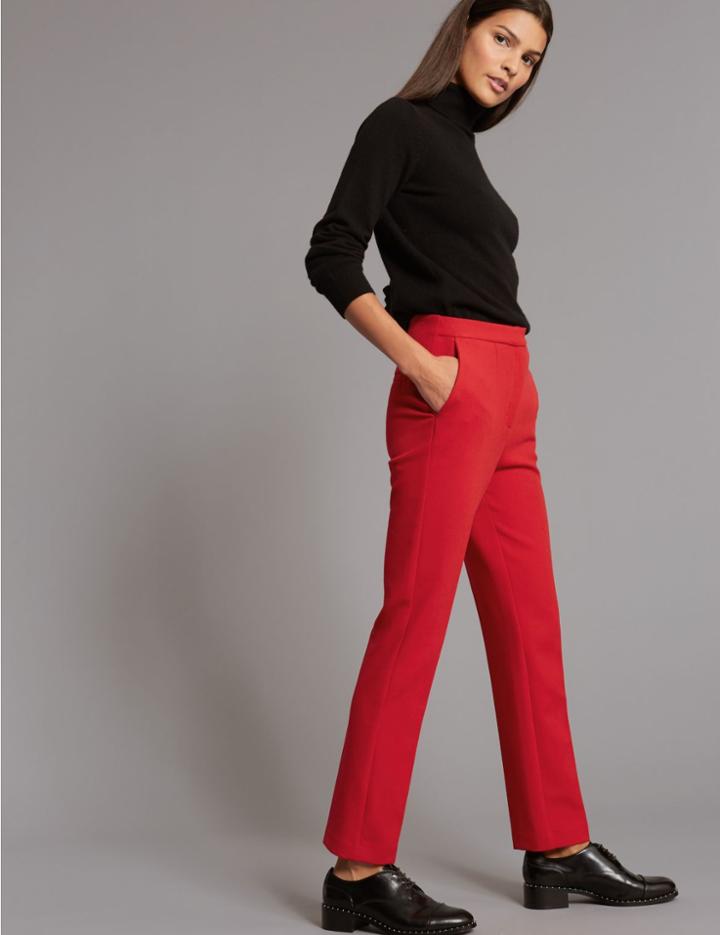 Marks & Spencer Straight Leg Trousers Dark Burgundy