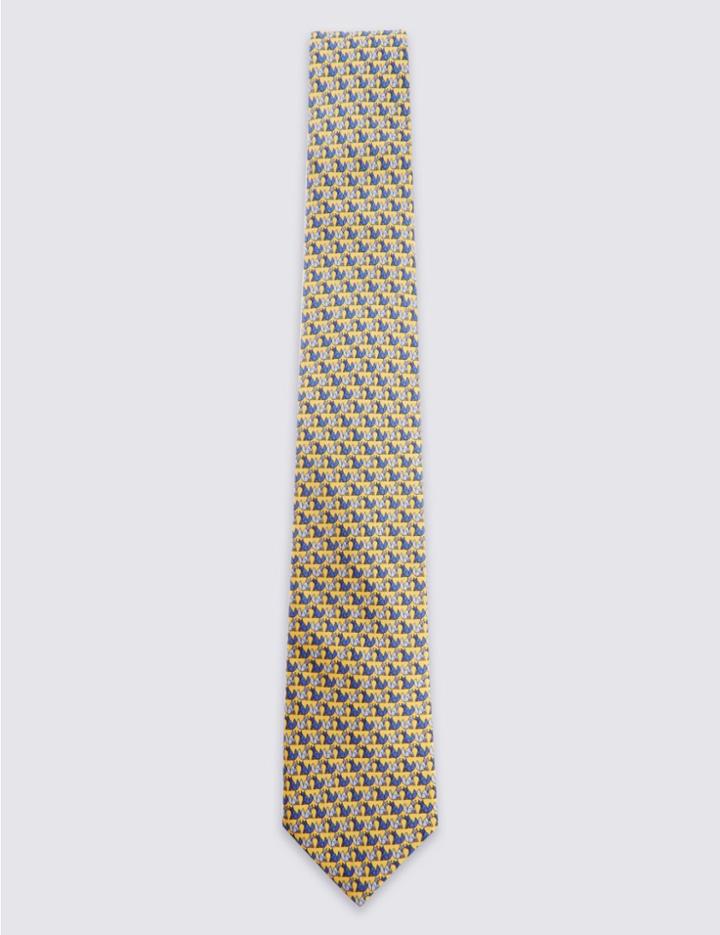 Marks & Spencer Pure Silk Fox Tie Gold Mix