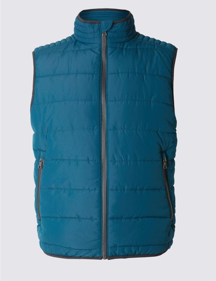 Marks & Spencer Tailored Fit Quilted Gilet With Stormwear™ Navy