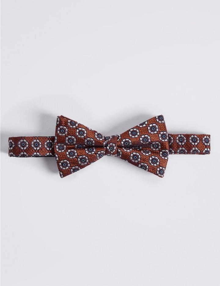 Marks & Spencer Pure Silk Textured Bow Tie Orange