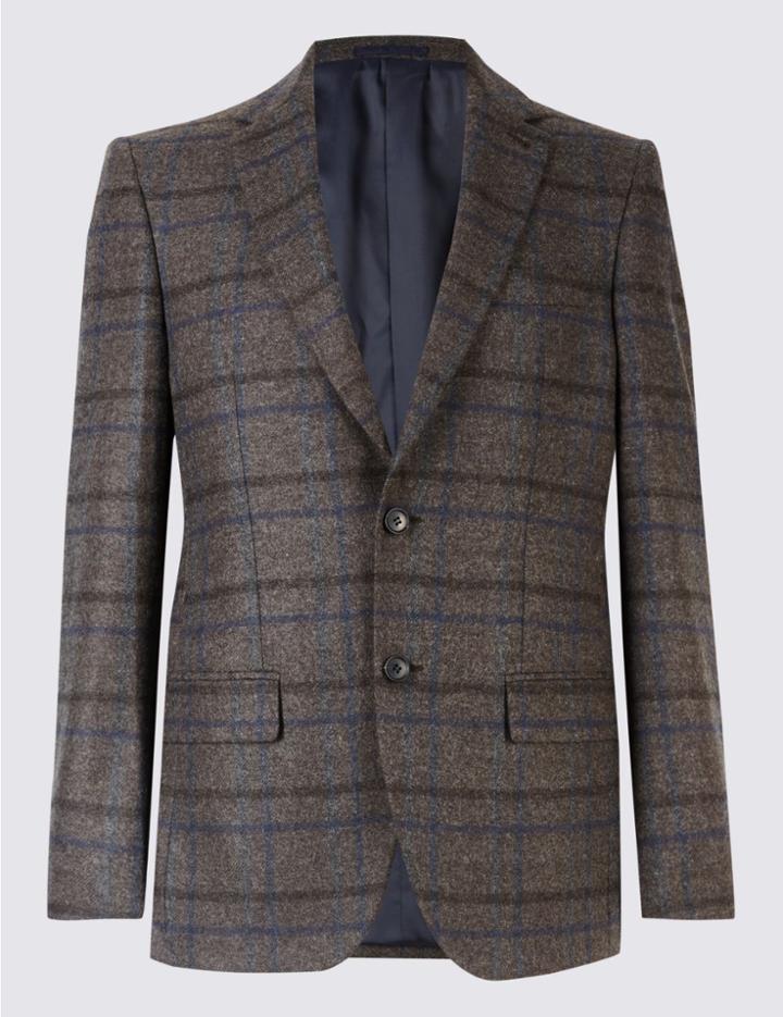 Marks & Spencer Wool Rich Single Breasted Jacket Charcoal Mix