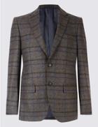 Marks & Spencer Wool Rich Single Breasted Jacket Charcoal Mix