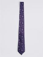 Marks & Spencer Pure Silk Floral Tie Purple