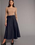 Marks & Spencer Cotton Rich A-line Midi Skirt With Belt Indigo