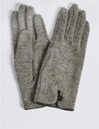 Marks & Spencer Wool Rich Button Loop Gloves Natural Mix