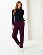 Marks & Spencer Side Stripe Straight Leg Trousers Plum