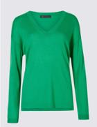 Marks & Spencer V-neck Jumper Medium Green