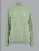 Marks & Spencer Cashmere Relaxed Fit Cable Knit Jumper Mint