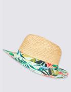 Marks & Spencer Havana Print Fedora Hat Natural Mix