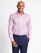 Marks & Spencer Pure Cotton Tailored Fit Shirt Pink Mix