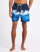 Marks & Spencer Wave Design Quick Dry Swim Shorts Blue