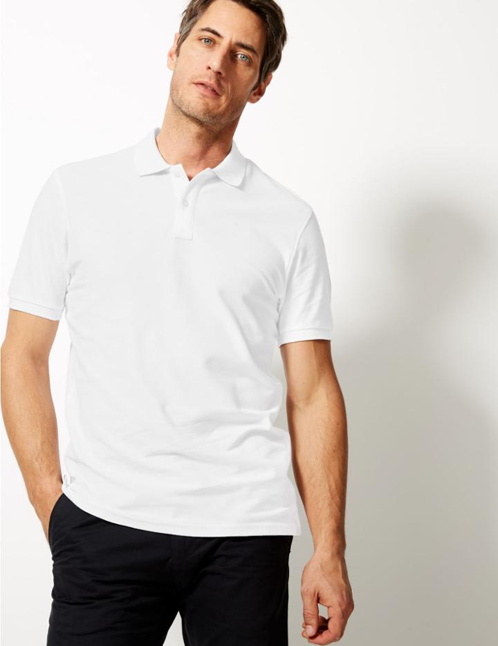 Marks & Spencer Pure Cotton Polo Shirt Bright Turquoise