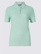 Marks & Spencer Pure Cotton Short Sleeve Polo Shirt Pale Jade