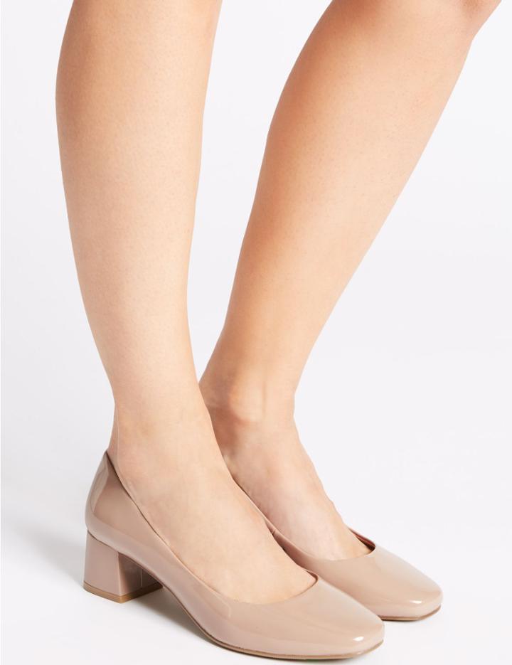 Marks & Spencer Block Heel Court Shoes Nude